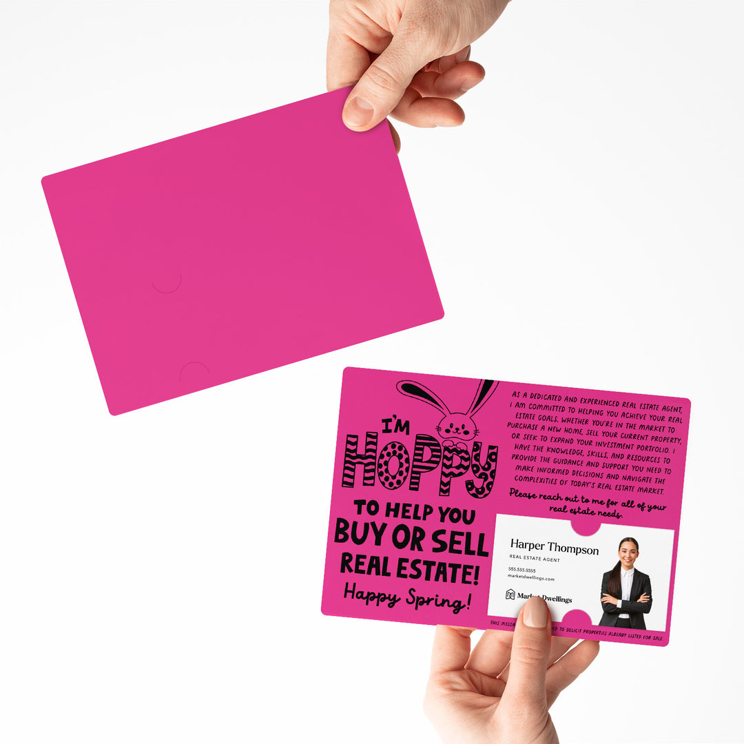 Set of I'm Hoppy To Help You Buy Or Sell Real Estate! | Easter Spring Mailers | Envelopes Included | M123-M003 Mailer Market Dwellings