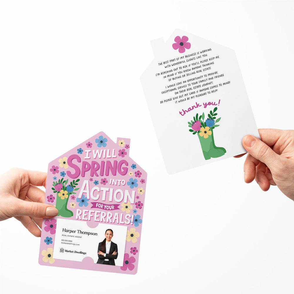 Set of I Will Spring Into Action For Your Referrals! | Spring Mailers | Envelopes Included | M123-M001 Mailer Market Dwellings