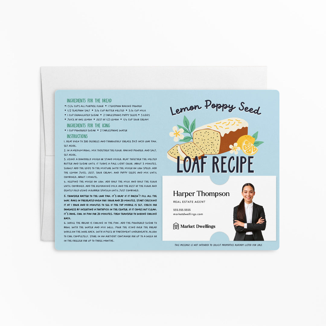 Set of Lemon Poppy Seed Loaf Recipe | Mailers | Envelopes Included | M124-M003 Mailer Market Dwellings