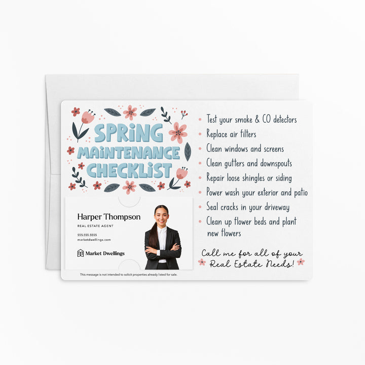 Set of "Spring Maintenance Checklist" Real Estate Double-Sided Mailers | Envelopes Included | Easter | M13-M004 Mailer Market Dwellings