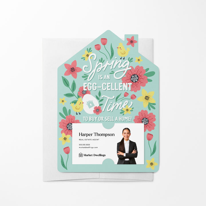 Set of Spring Is An Egg-Cellent Time To Buy Or Sell A Home! | Spring Mailers | Envelopes Included | M130-M001 Mailer Market Dwellings