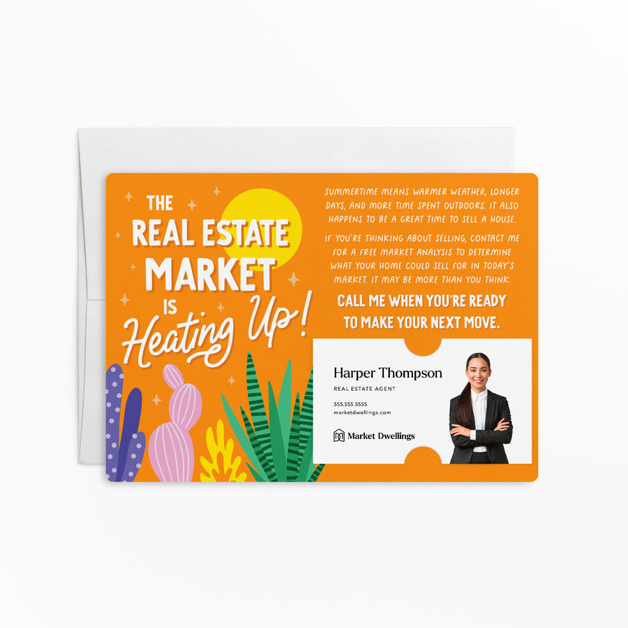 Set of The Real Estate Market Is Heating Up! | Summer Mailers | Envelopes Included | M131-M003 Mailer Market Dwellings