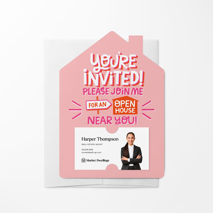 Set of You're Invited! Please Join Me For An Open House Near You! | Mailers | Envelopes Included | M138-M001-AB Mailer Market Dwellings SOFT PINK