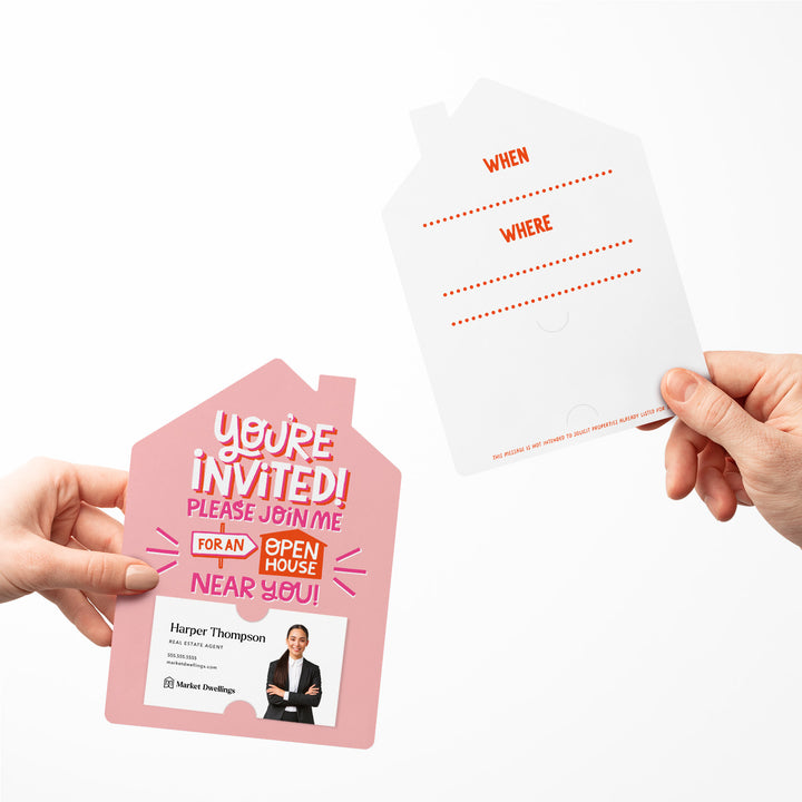 Set of You're Invited! Please Join Me For An Open House Near You! | Mailers | Envelopes Included | M138-M001-AB Mailer Market Dwellings