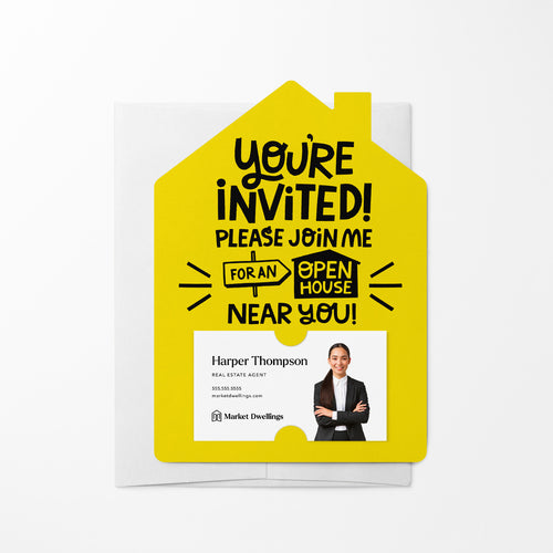 You're Invited! Please Join Me For An Open House Near You! | Real Estate & Mortgage Mailers with Envelopes Mailer Market Dwellings LEMON 10
