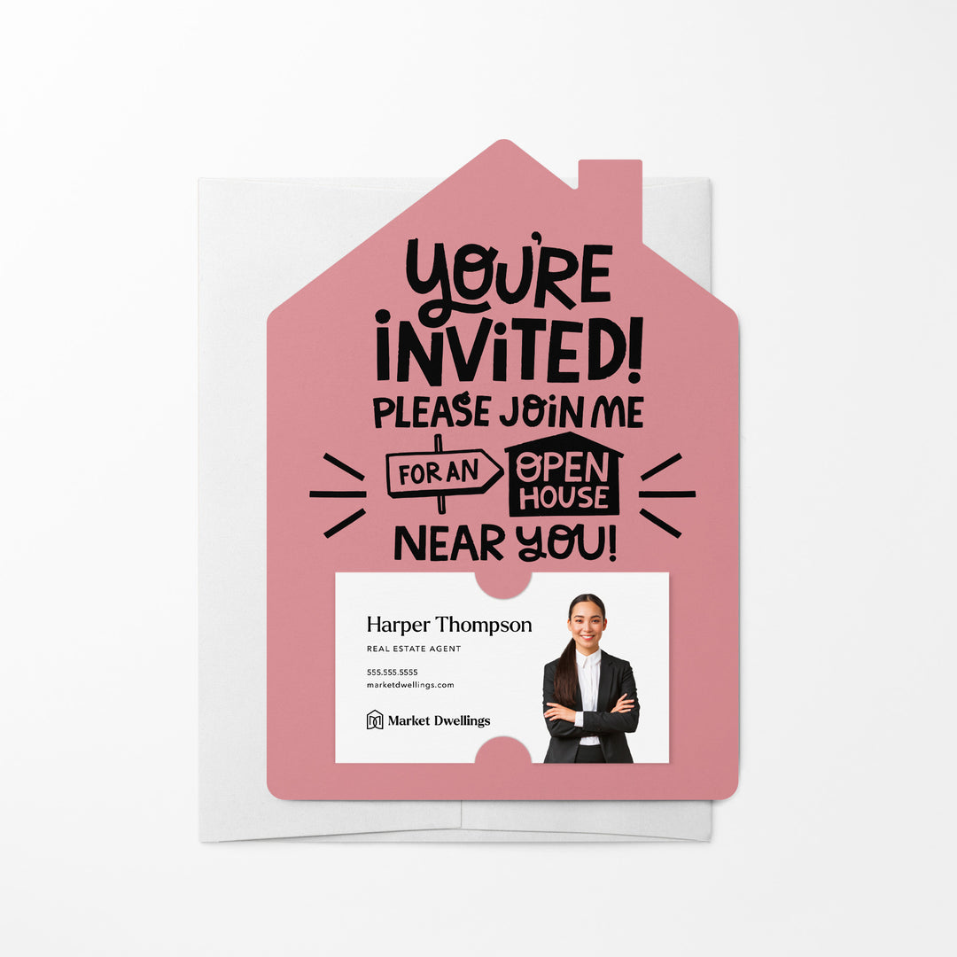 Set of You're Invited! Please Join Me For An Open House Near You! | Mailers | Envelopes Included | M139-M001 Mailer Market Dwellings LIGHT PINK