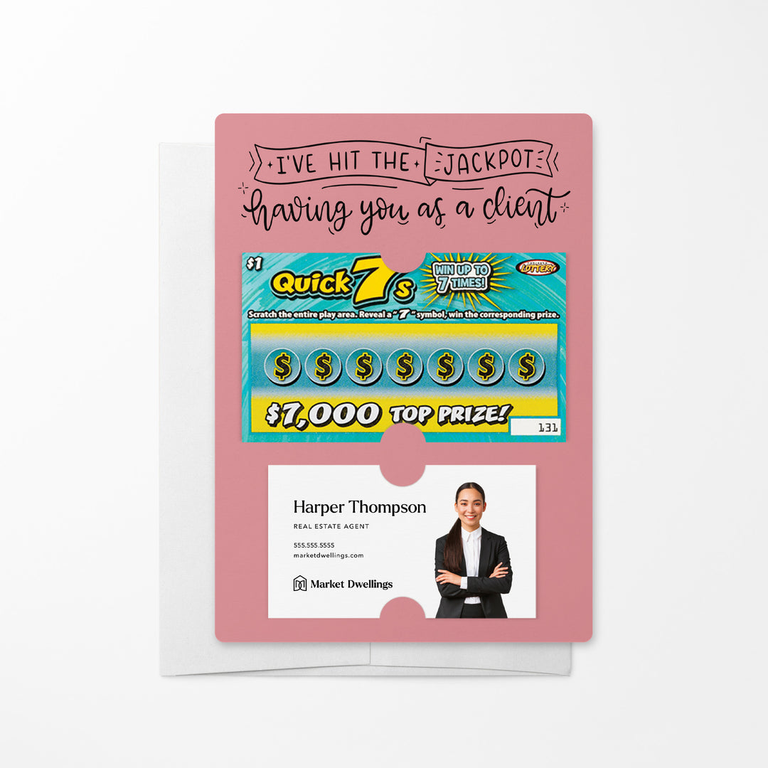 Set of I've Hit the Jackpot Having You as a Client Lotto Mailers | Envelopes Included Mailer Market Dwellings LIGHT PINK