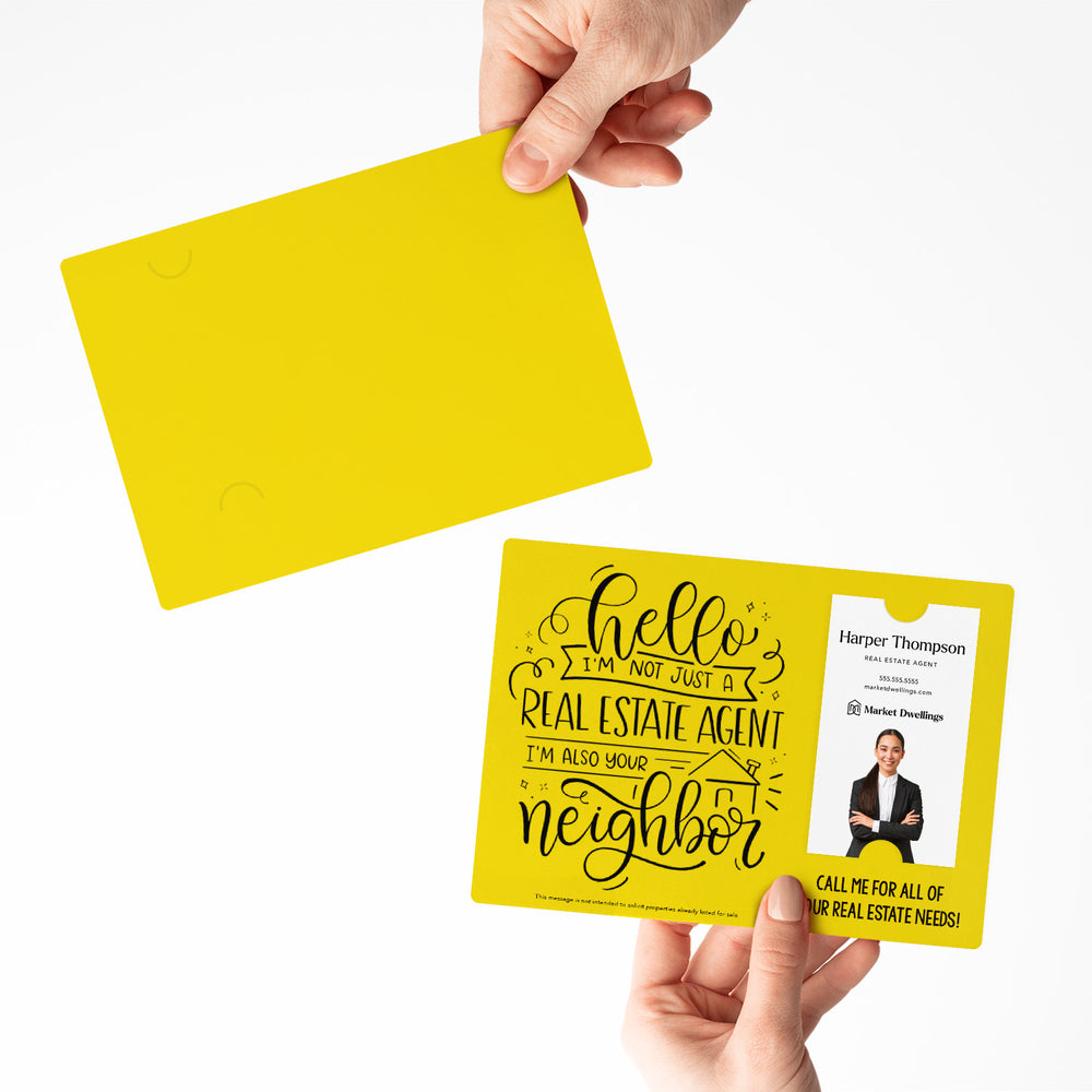 Vertical | Set of " Hello I'm not just a Real Estate Agent, I'm also your Neighbor" Mailer | Envelopes Included | M14-M005 Mailer Market Dwellings