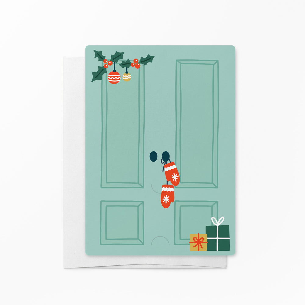 Festive Christmas Door | Real Estate Notecards with Envelopes Mailer Market Dwellings SEAFOAM 10