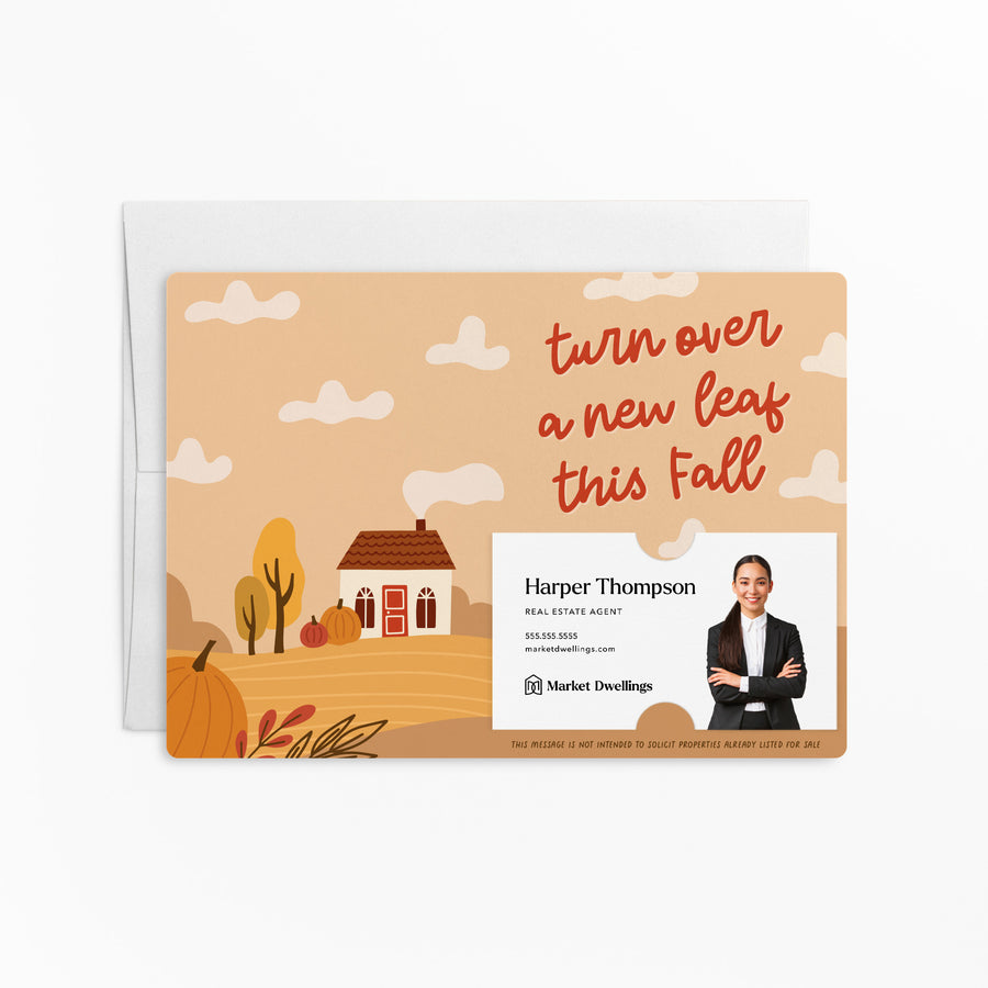 Set of Turn over a new leaf this Fall | Fall Mailers | Envelopes Included | M141-M003 Mailer Market Dwellings