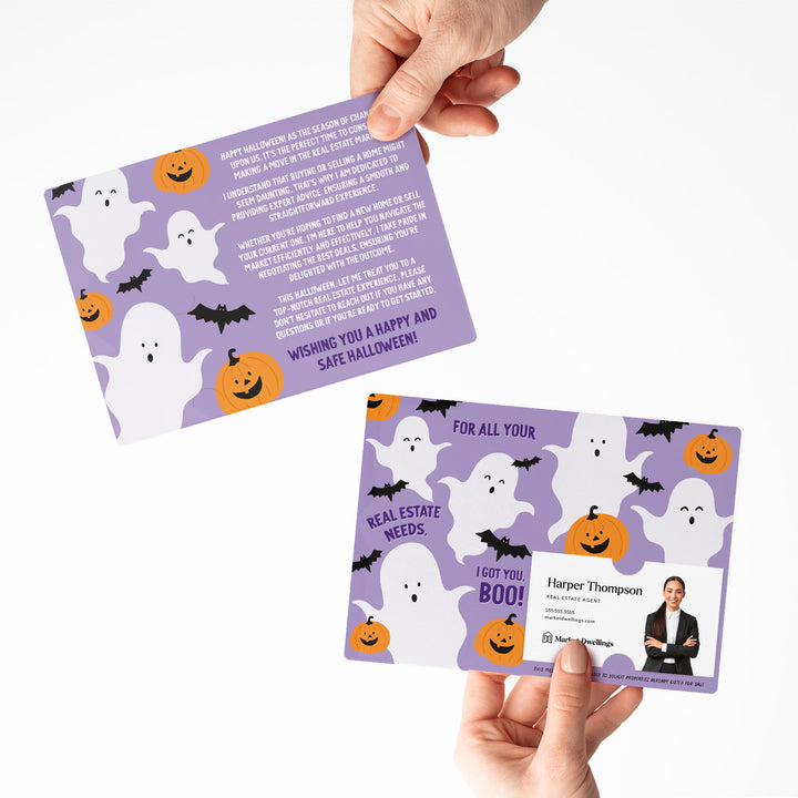 Set of For all your real estate needs, I got you, BOO! | Halloween Mailers | Envelopes Included | M143-M003-AB Mailer Market Dwellings