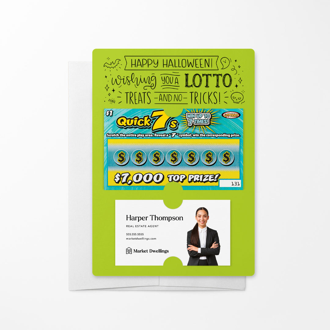 Set of Happy Halloween Lotto Mailers | Envelopes Included Mailer Market Dwellings GREEN APPLE