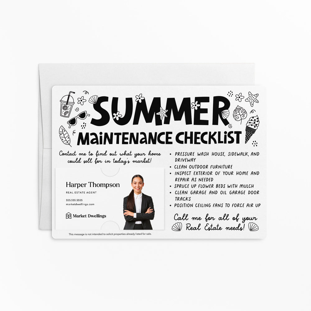 Hello Summer Maintenance Checklist | Real Estate Mailers with Envelopes Mailer Market Dwellings WHITE 10