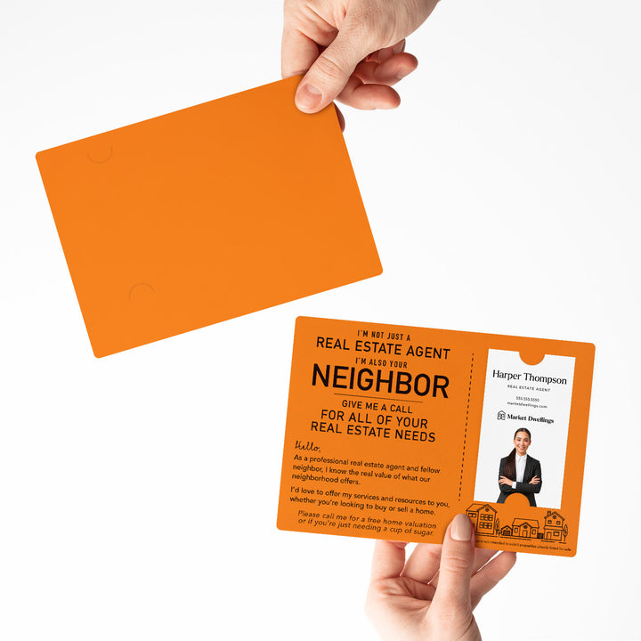 For Vertical Business Cards | Set of "I'm not just a Real Estate Agent, I'm also your Neighbor" Mailer | Envelopes Included | M15-M005 Mailer Market Dwellings