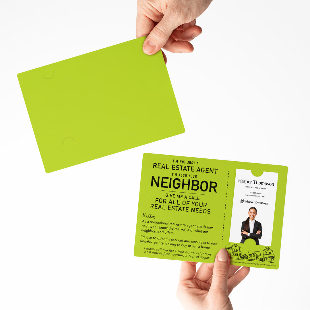 For Vertical Business Cards | Set of "I'm not just a Real Estate Agent, I'm also your Neighbor" Mailer | Envelopes Included | M15-M005 Mailer Market Dwellings