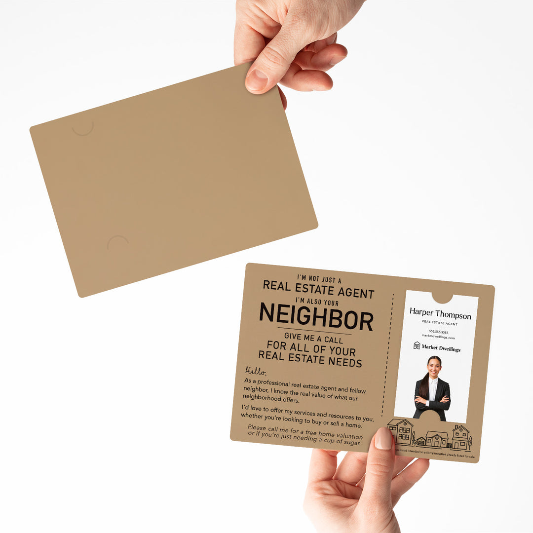 For Vertical Business Cards | Set of "I'm not just a Real Estate Agent, I'm also your Neighbor" Mailer | Envelopes Included | M15-M005 Mailer Market Dwellings