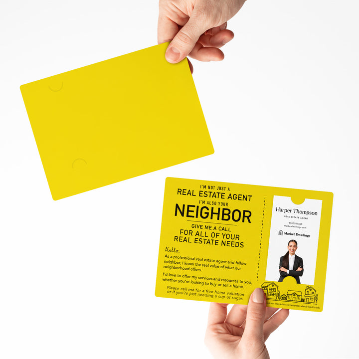 For Vertical Business Cards | Set of "I'm not just a Real Estate Agent, I'm also your Neighbor" Mailer | Envelopes Included | M15-M005 Mailer Market Dwellings