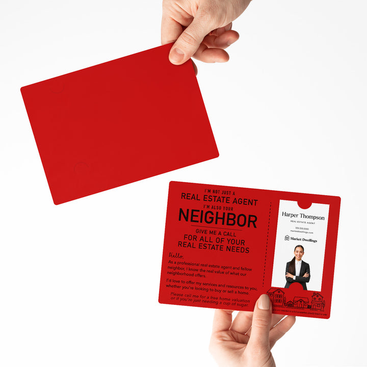 For Vertical Business Cards | Set of "I'm not just a Real Estate Agent, I'm also your Neighbor" Mailer | Envelopes Included | M15-M005 Mailer Market Dwellings