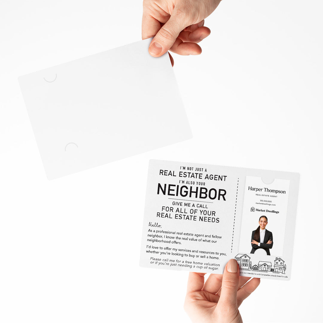 For Vertical Business Cards | Set of "I'm not just a Real Estate Agent, I'm also your Neighbor" Mailer | Envelopes Included | M15-M005 Mailer Market Dwellings