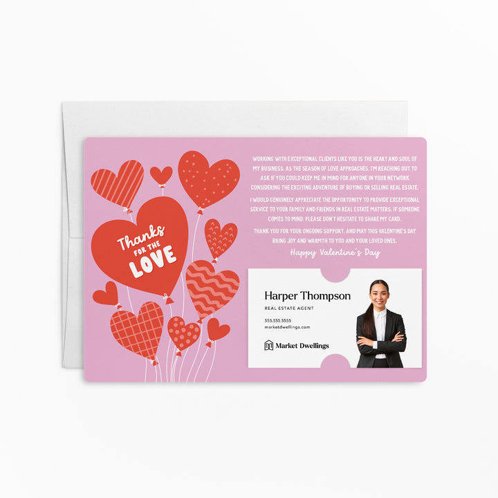 Set of Thanks For The Love | Valentine's Day Mailers | Envelopes Included | M153-M003-AB Mailer Market Dwellings SOFT PINK