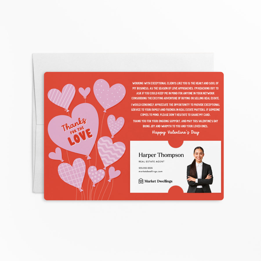 Set of Thanks For The Love | Valentine's Day Mailers | Envelopes Included | M153-M003-AB Mailer Market Dwellings TOMATO RED