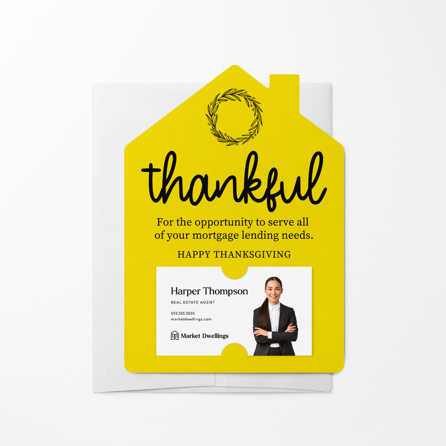 Set of Thankful Mortgage Thanksgiving Mailer | Envelopes Included | M16-M001 Mailer Market Dwellings LEMON