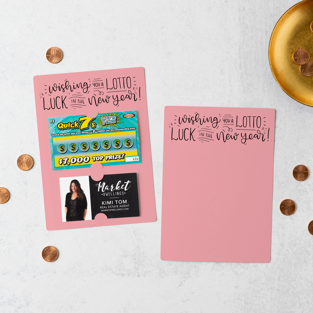 Set of Wishing You a LOTTO Luck in the New Year Lottery Scratch-Off Mailers | Envelopes Included | M16-M002 Mailer Market Dwellings LIGHT PINK  