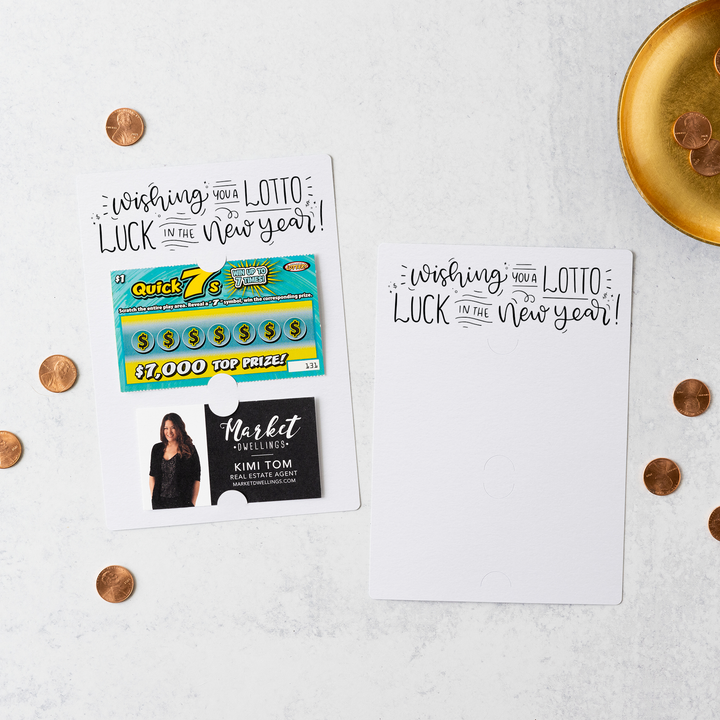 Set of Wishing You a LOTTO Luck in the New Year Lottery Scratch-Off Mailers | Envelopes Included | M16-M002 Mailer Market Dwellings WHITE  