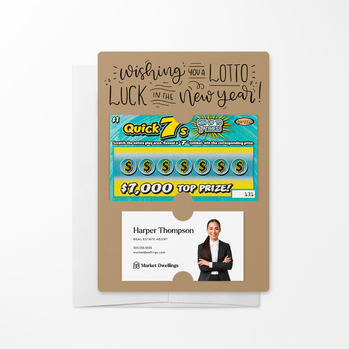 Set of Wishing You a LOTTO Luck in the New Year Lotto Mailers | Envelopes Included Mailer Market Dwellings KRAFT