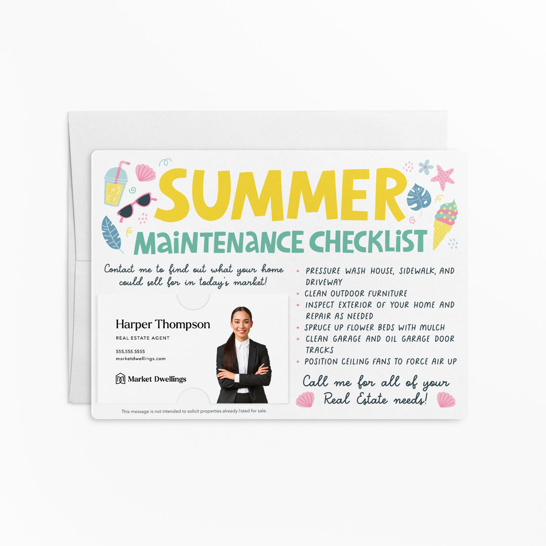 Set of "Hello Summer" Maintenance Checklist Mailers | Envelopes Included | M16-M004 Mailer Market Dwellings