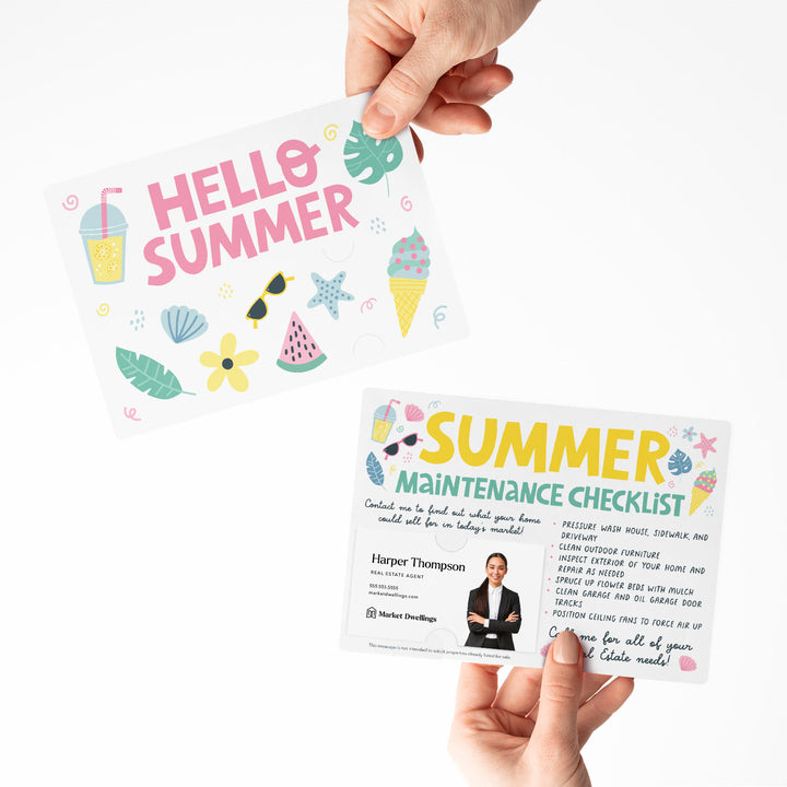 Set of "Hello Summer" Maintenance Checklist Mailers | Envelopes Included | M16-M004 Mailer Market Dwellings