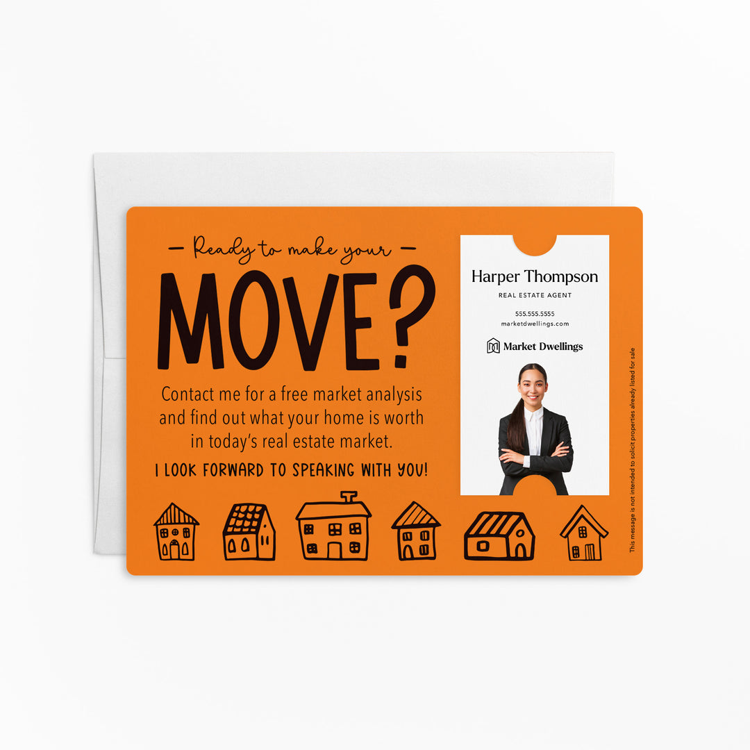 Vertical | Set of "Ready to Make Your Move?" Mailer | Envelopes Included | M16-M005 Mailer Market Dwellings CARROT