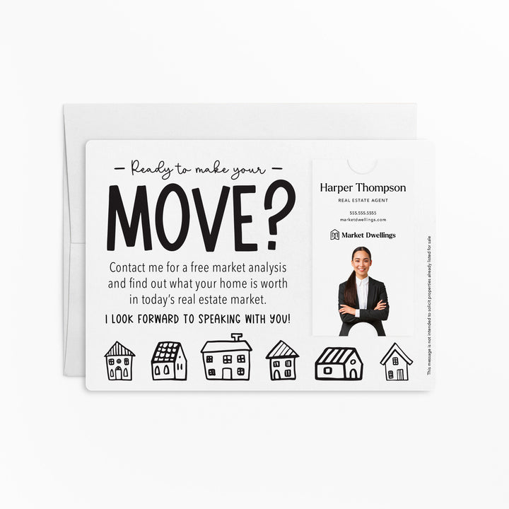 Vertical | Set of "Ready to Make Your Move?" Mailer | Envelopes Included | M16-M005 Mailer Market Dwellings WHITE