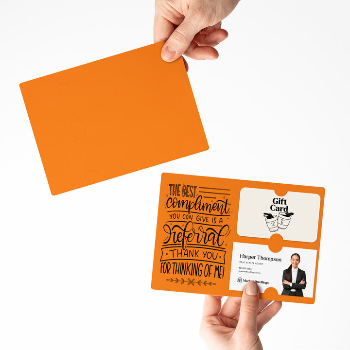 Set of "The Best Compliment You Can Give is a Referral" Gift Card & Business Card Holder Mailer | Envelopes Included | M16-M008 Mailer Market Dwellings