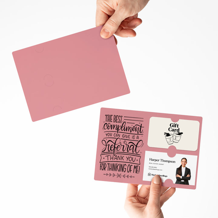 Set of "The Best Compliment You Can Give is a Referral" Gift Card & Business Card Holder Mailer | Envelopes Included | M16-M008 Mailer Market Dwellings