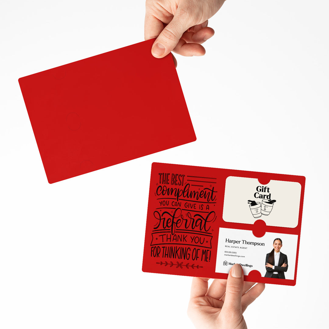 Set of "The Best Compliment You Can Give is a Referral" Gift Card & Business Card Holder Mailer | Envelopes Included | M16-M008