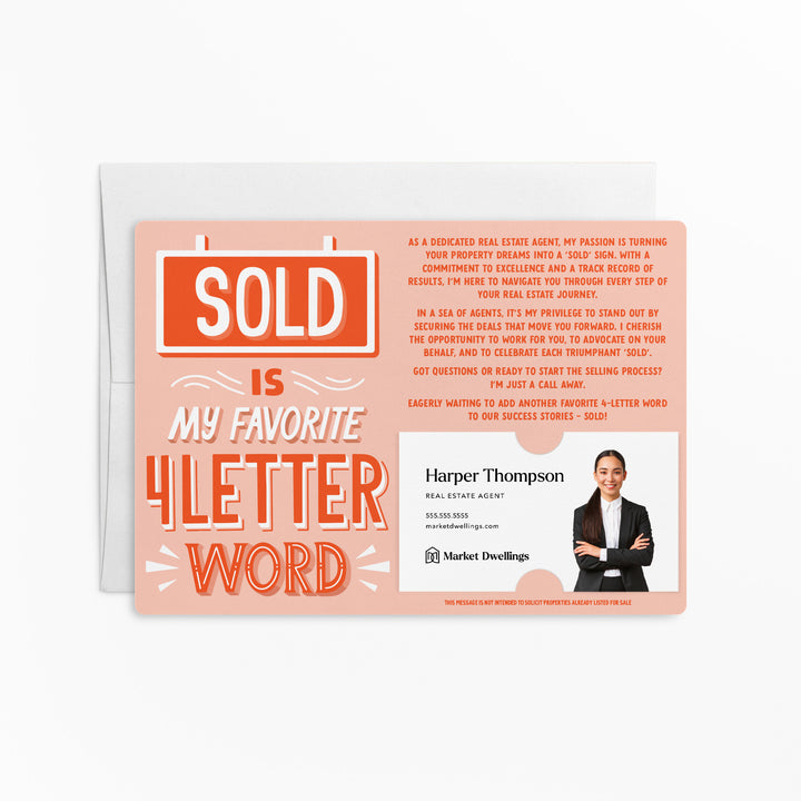 Set of Sold Is My Favorite 4 Letter Word | Mailers | Envelopes Included | M161-M003 Mailer Market Dwellings