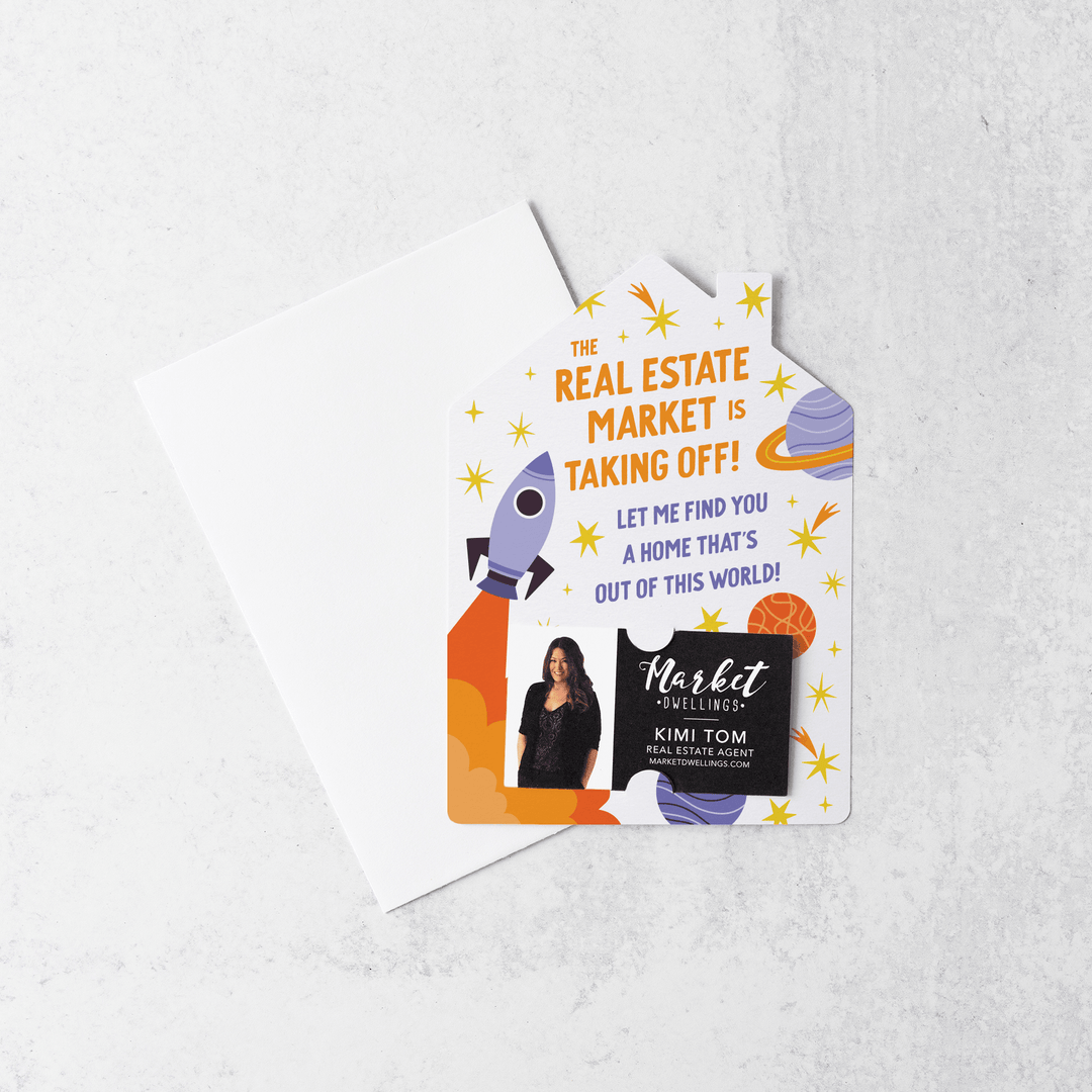 Set of The Real Estate Market Is Taking Off! | Mailers | Envelopes Included | M162-M001-AB - Market Dwellings
