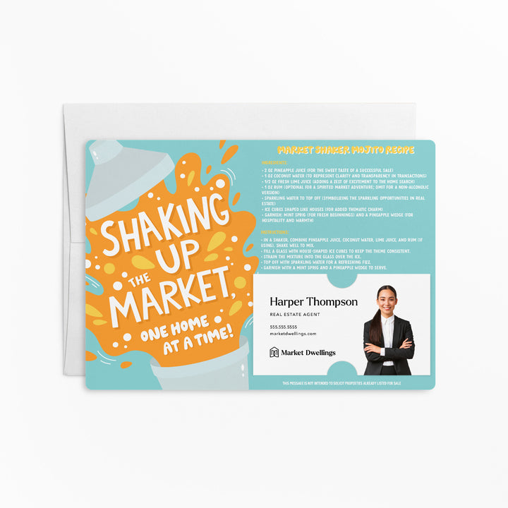 Set of Shaking Up The Market, One Home At A Time! | Summer Mailers | Envelopes Included | M164-M003 Mailer Market Dwellings