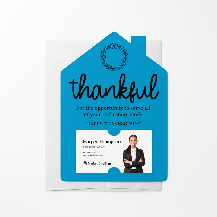 Set of Thankful Real Estate Thanksgiving Mailers | Envelopes Included | M17-M001 Mailer Market Dwellings ARCTIC