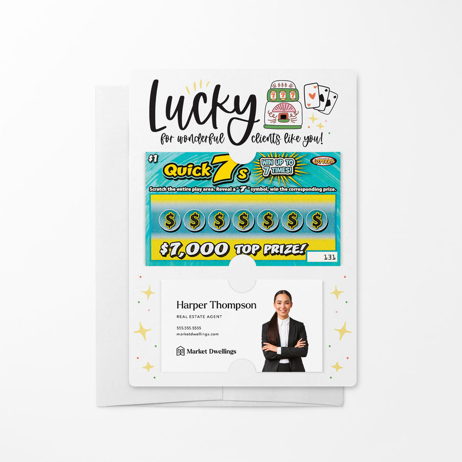 Set of Lucky For Wonderful Clients Like You! Lotto Mailers | Envelopes Included Mailer Market Dwellings