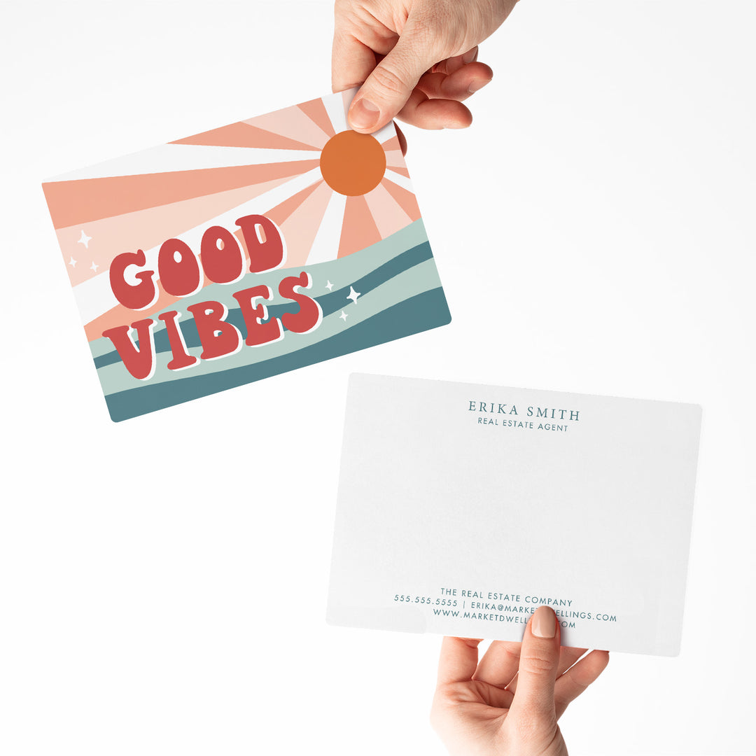 Customizable | Set of Good Vibes Notecards | Envelopes Included | M17-M006-AB Mailer Market Dwellings