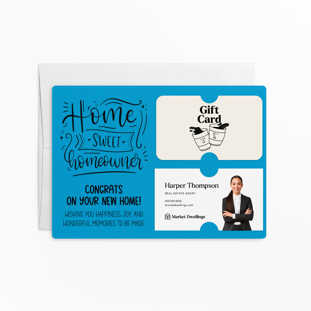 Set of "Home Sweet Homeowner Closing Day" Gift Card & Business Card Holder Mailer | Envelopes Included | M17-M008 Mailer Market Dwellings ARCTIC