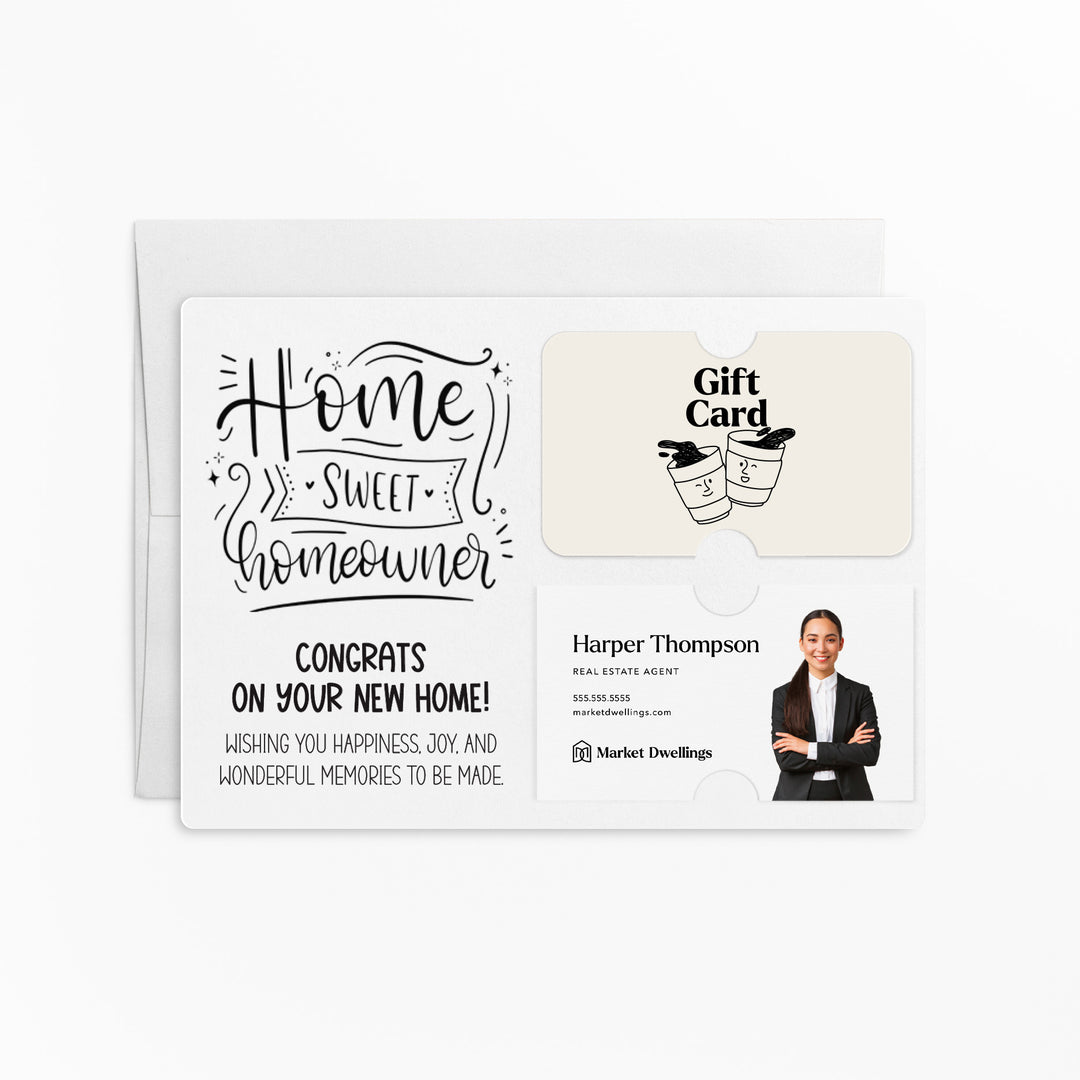 Set of "Home Sweet Homeowner Closing Day" Gift Card & Business Card Holder Mailer | Envelopes Included | M17-M008