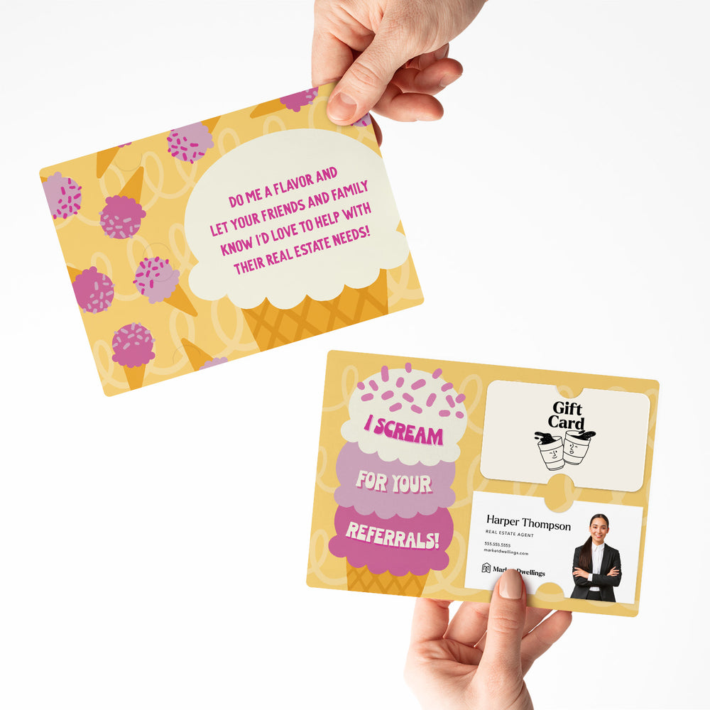 Set of I scream for your referrals! | Mailers | Envelopes Included | M177-M008-AB-STRAW Mailer Market Dwellings