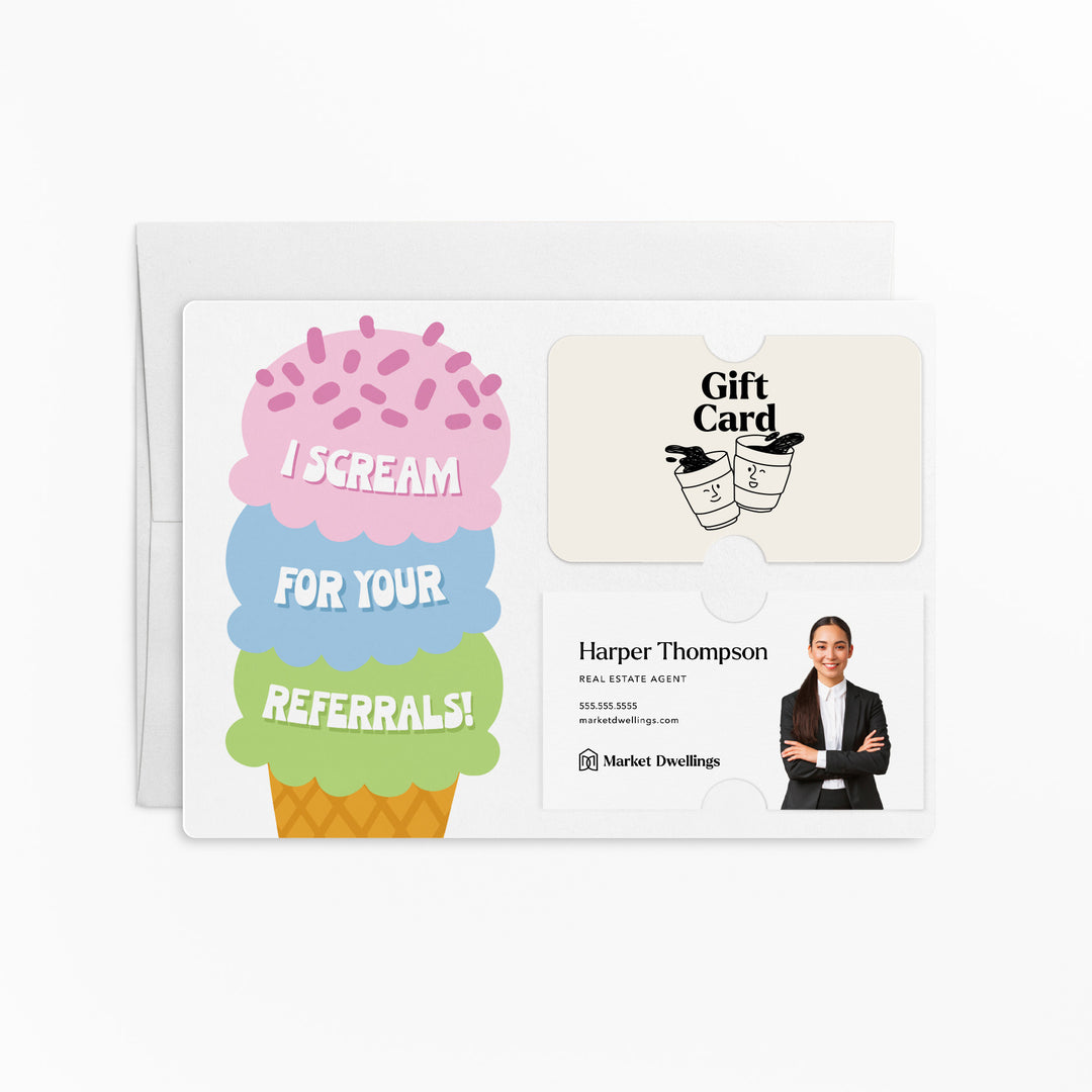 Set of I scream for your referrals! | Mailers | Envelopes Included | M177-M008-AB-STRAW Mailer Market Dwellings WHITE