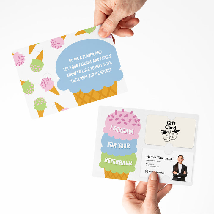 Set of I scream for your referrals! | Mailers | Envelopes Included | M177-M008-AB-STRAW Mailer Market Dwellings