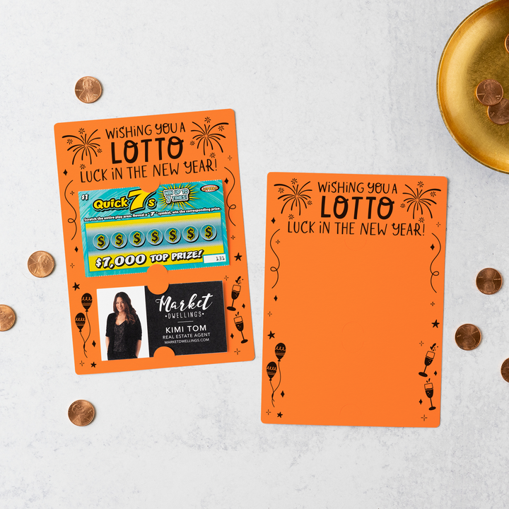 Set of Wishing You a LOTTO Luck in the New Year Scratch-Off Mailers | Envelopes Included | M18-M002 Mailer Market Dwellings CARROT  