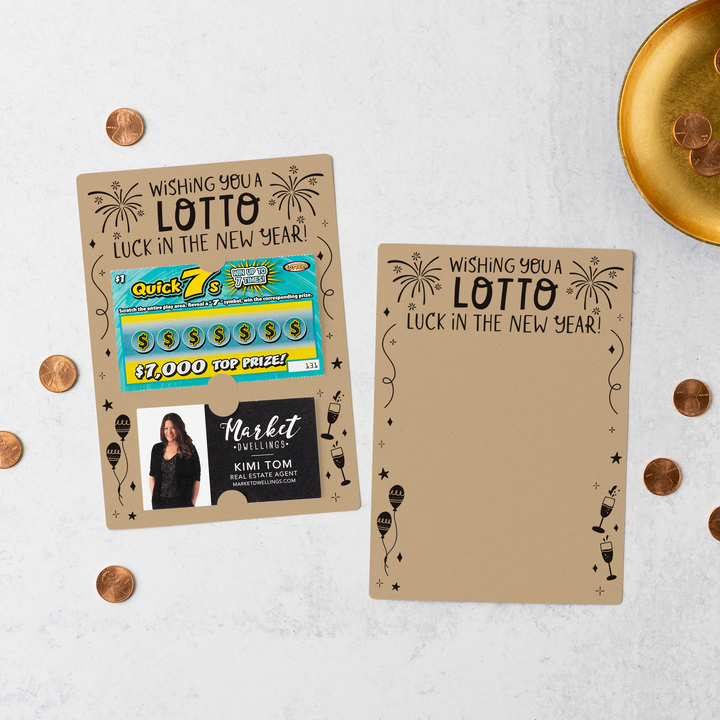 Set of Wishing You a LOTTO Luck in the New Year Scratch-Off Mailers | Envelopes Included | M18-M002 Mailer Market Dwellings KRAFT  