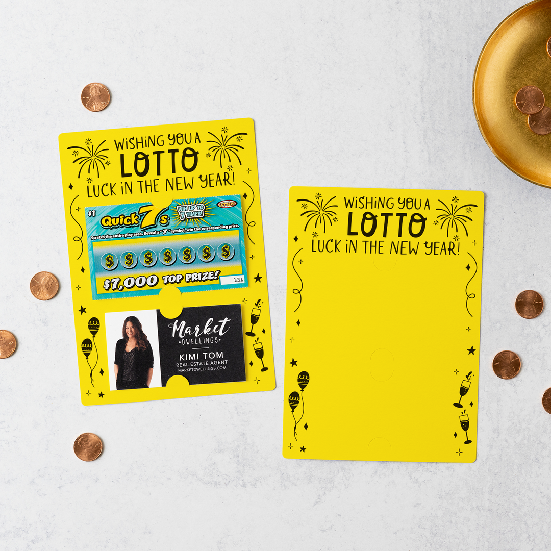 Set of Wishing You a LOTTO Luck in the New Year Scratch-Off Mailers | Envelopes Included | M18-M002 Mailer Market Dwellings LEMON  